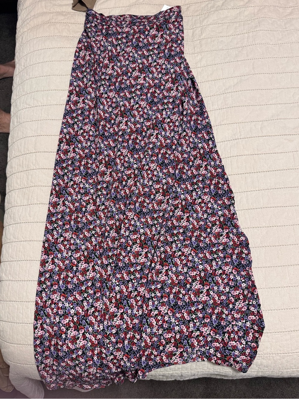 Flynn Skye Navy Floral Maxi Skirt with Red and White Blooms